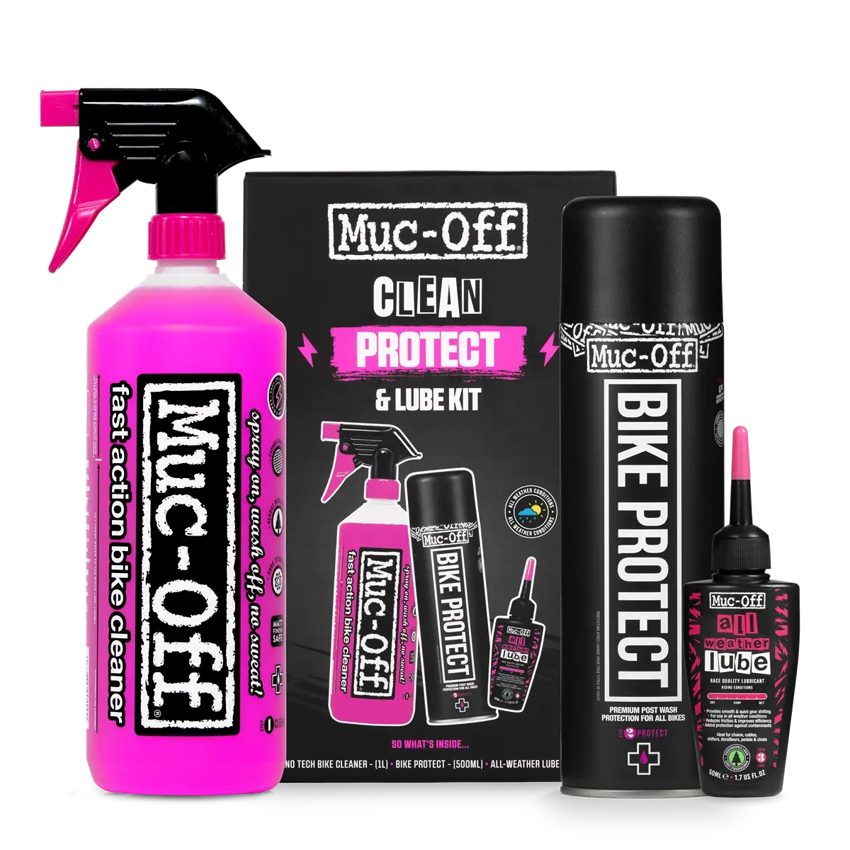 Muc-Off Wash, Protect And Wet Lube Kit